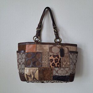 Coach Vintage Patchwork Tote Bag Brown Earth Tones